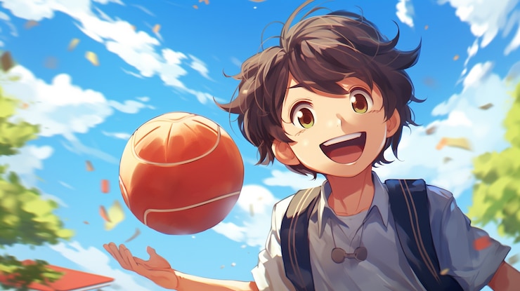 Kostenlose Foto porträt in anime-stil eines jungen schülers, der die schule besucht