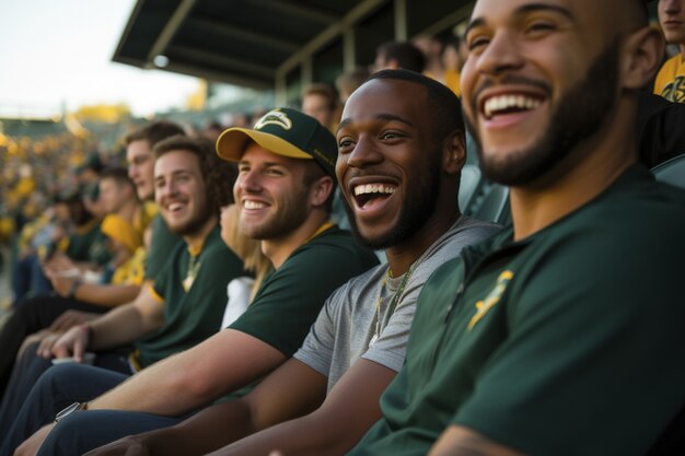 Porträt von Fußballspielfans, die das Spiel genießen