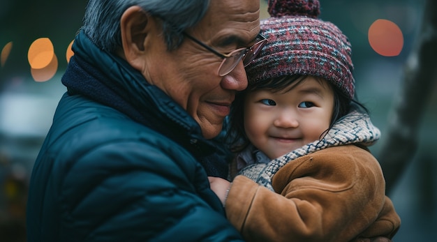 Kostenloses Foto porträt von großeltern mit enkelkind