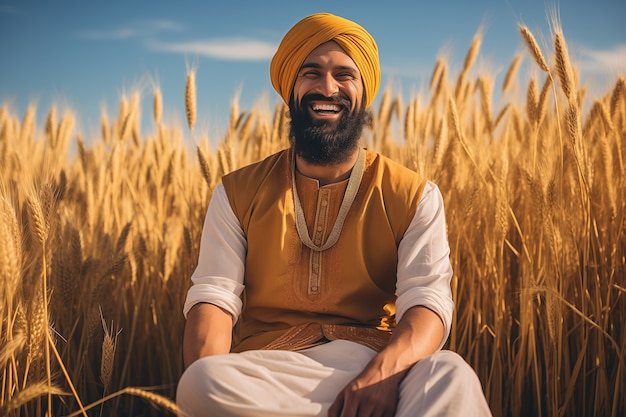 Kostenloses Foto porträt von indianern, die das baisakhi-festival feiern