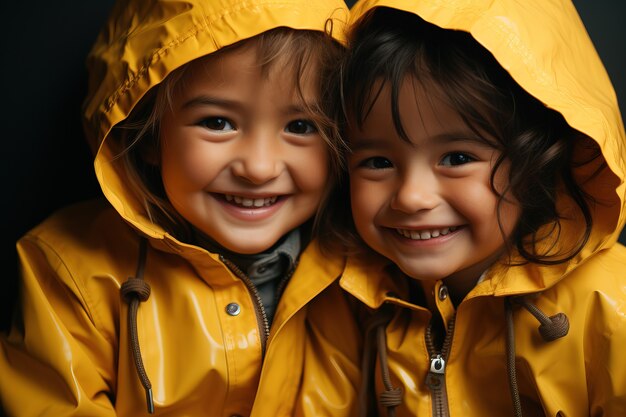 Porträt von Kindern in gelbem Kleid