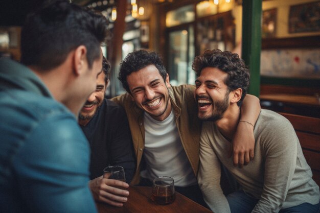 Porträt von männlichen Freunden, die einen zärtlichen Moment der Freundschaft teilen