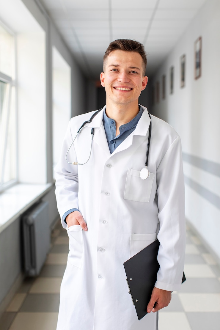 Kostenlose Foto portrait des stattlichen jungen doktors