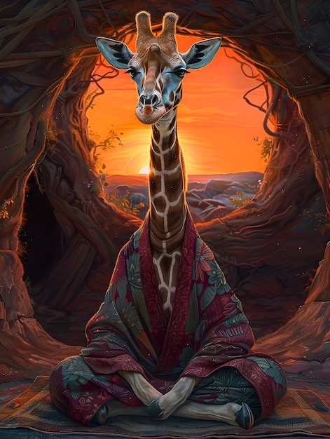 Kostenloses Foto portrait of animal meditating and practicing mindfulness in digital art style