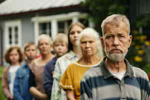 Kostenloses Foto portrait of multi-generational family sharing a house due to unaffordable price increase in the housing market