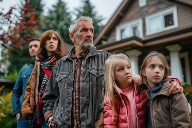 Kostenloses Foto portrait of multi-generational family sharing a house due to unaffordable price increase in the housing market