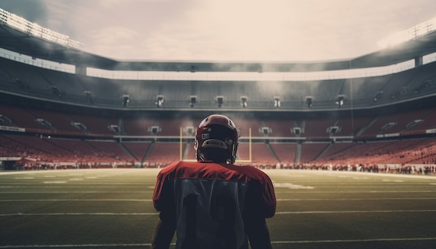 Kostenloses Foto profisportler erzielt touchdown im scheinwerferlicht des stadions, das von ki generiert wird