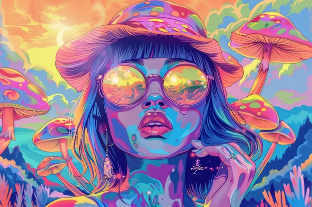 Psychedelische Mädchen-Illustration