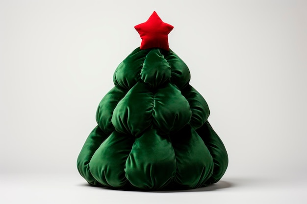 Kostenloses Foto quilted grüner stoff weihnachtsbaum auf hellem hintergrund