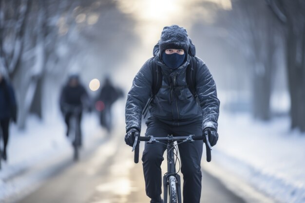 Radfahrer fährt Fahrrad in der Natur