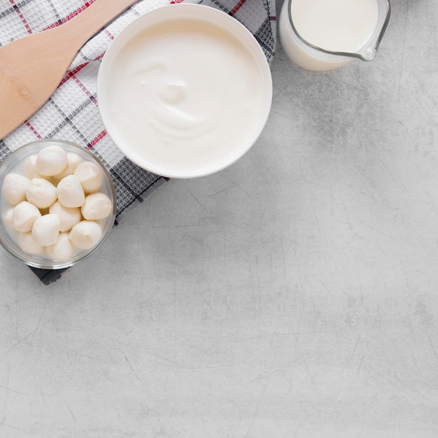 Rahmen für Milchprodukte von oben