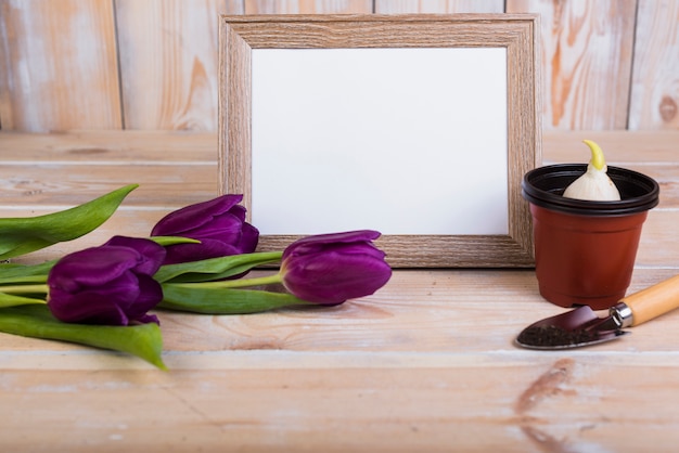 Rahmenschablone mit Gartenarbeitkonzept