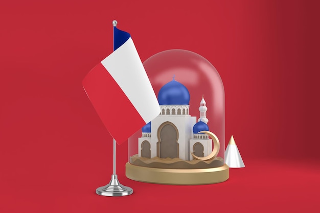 Ramadan Frankreich Flagge und Moschee