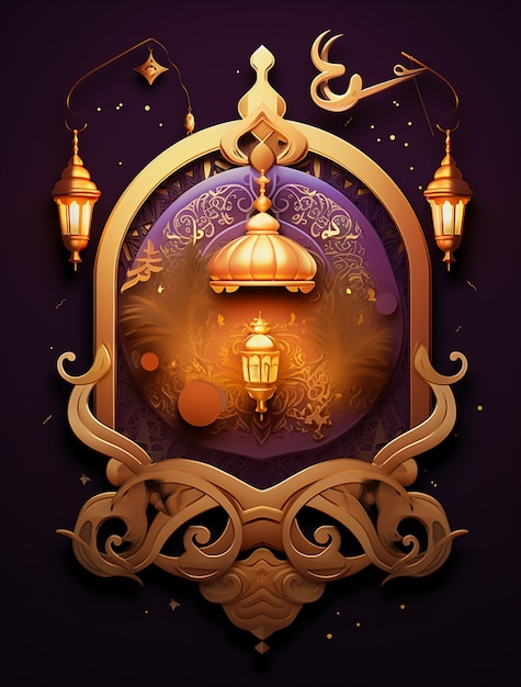 Ramadan-Hintergrund mit mit Kerzen beleuchteter Moschee