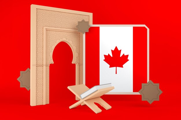 Ramadan-Kanada-Flagge und islamischer Hintergrund