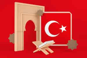 Kostenloses Foto ramadan-türkei-flagge und islamischer hintergrund
