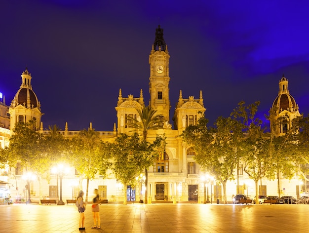 Rathaus in der Nacht. Valencia