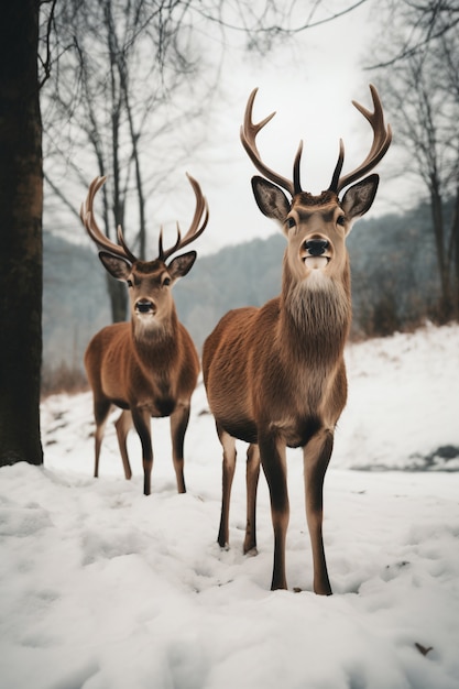 Kostenloses Foto realistische hirsche mit naturhintergrund