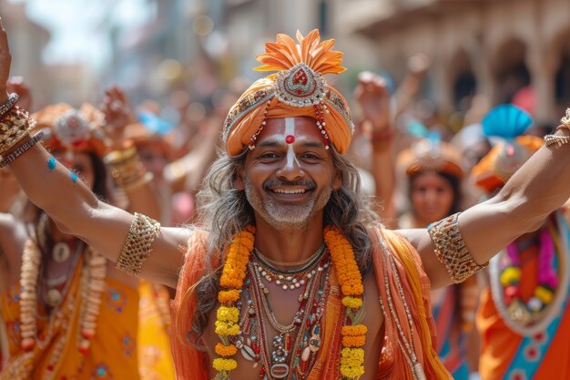 Realistische Menschen, die Gudi Padwa feiern.