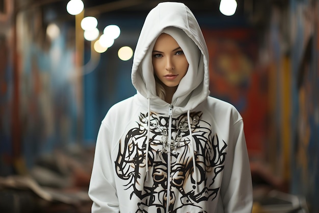 Kostenloses Foto realistischer hooded sweatshirt-mädchen-hintergrund