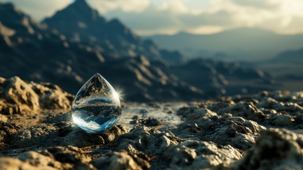 Realistischer Wassertropfen mit einem Ökosystem für den Weltwassertag