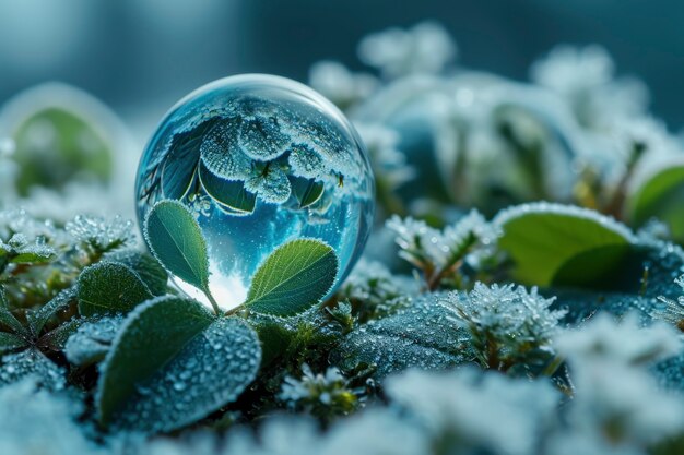 Realistischer Wassertropfen mit einem Ökosystem