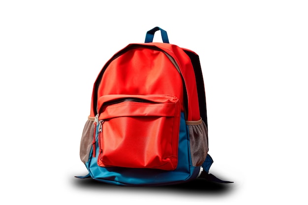 Kostenloses Foto realistisches bild eines blauen und roten rucksacks auf weißem hintergrund
