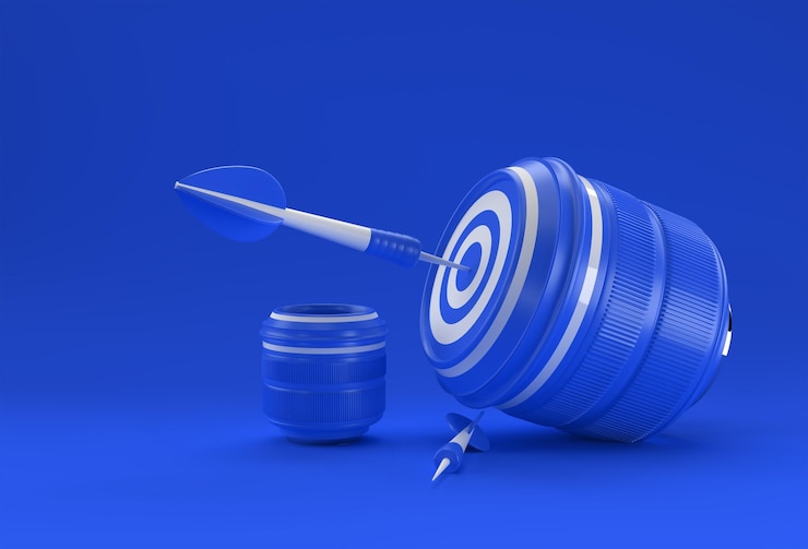Kostenlose Foto realistisches kameraobjektiv-target für perfect shoot 3d-rendering