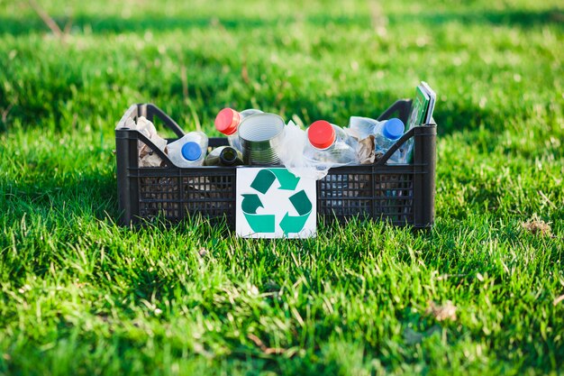 Recycling-Konzept mit Kiste Müll