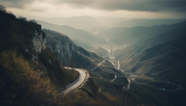 Reise zum Berggipfel von immenser Schönheit, die von KI erzeugt wird