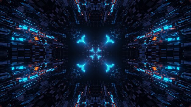 Rendering abstrakten futuristischen Hintergrund mit einem leuchtenden Neonlicht