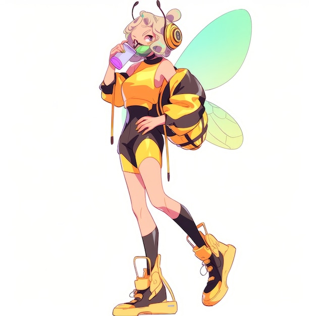 Kostenloses Foto rendering der bee-anime-figur