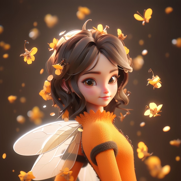 Kostenloses Foto rendering der bee-anime-figur