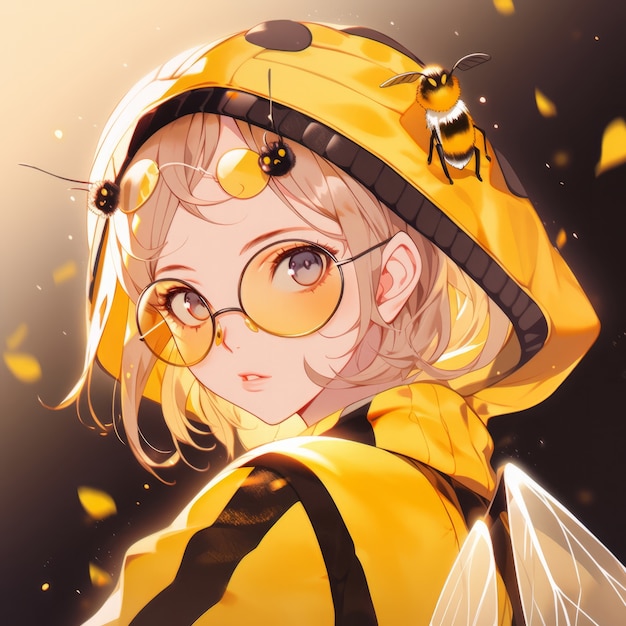 Kostenloses Foto rendering der bee-anime-figur