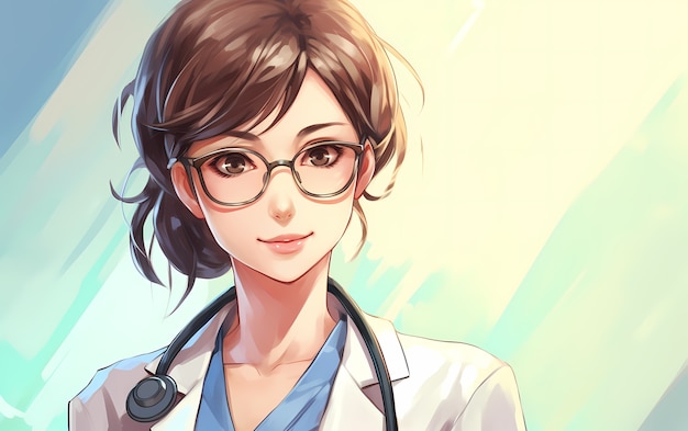 Rendering des Anime-Arztporträts