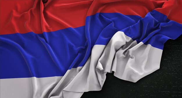 Republika Srpska-Flagge auf dunklem Hintergrund gestrickt 3D Render