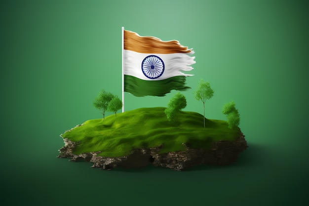 Republiktagsfeier mit 3D-Flagge Indiens