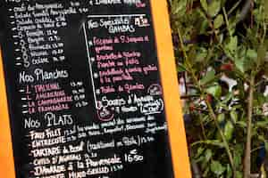 Kostenloses Foto restaurant menü-board in frankreich