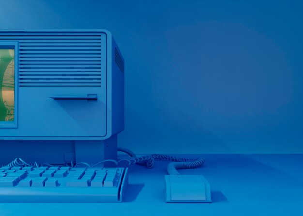 Retro-Computer auf Schreibtischanordnung