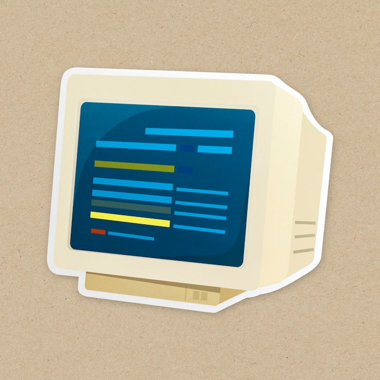 Kostenlose Foto retro computerikone lokalisiert