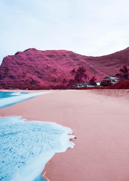 Retro-Landschaft im Dampfwellenstil