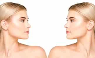 Kostenloses Foto rhinoplastik-chirurgie-konzept mit frauenmodell