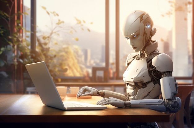 Roboter arbeiten im Büro anstelle von Menschen