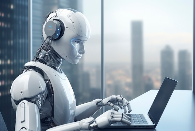 Roboter arbeiten im Büro anstelle von Menschen
