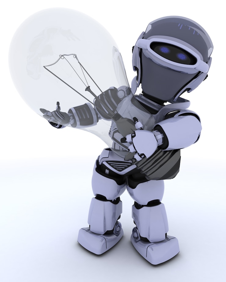 Kostenlose Foto roboter hält eine glühbirne