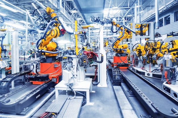 Roboter in einer autofabrik