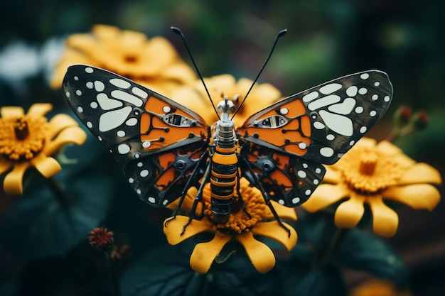 Kostenloses Foto roboterinsekt mit blumen