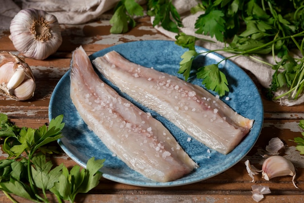 Kostenloses Foto rohfischzusammensetzung zum kochen