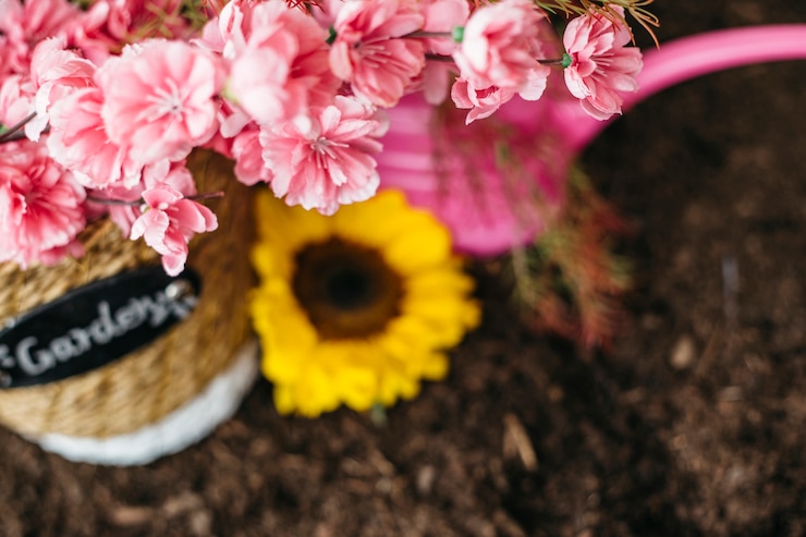 Kostenlose Foto rosa gartenbau zusammensetzung