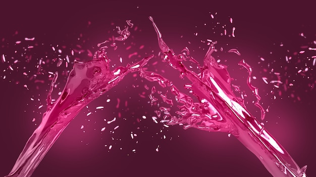 Rosa splash auf lila Hintergrund